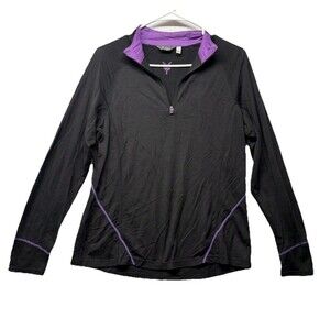 Ibex Base Layer Top Womens Med Black Merino Wool Quarter 1/4 Zip Pullover Canada